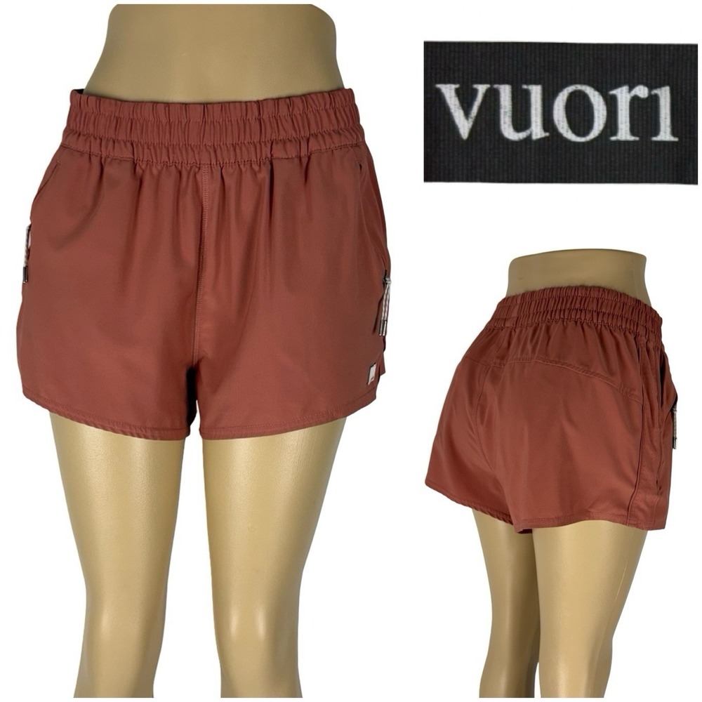 Vuori Women Large Shorts Brown Athletic Running Dash Quick Dry Workout VW367 EUC